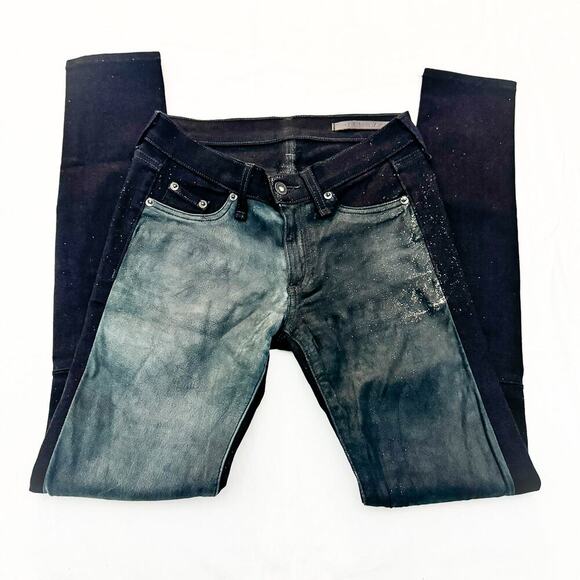 Rag & Bone Skinny Two Toned Textured Denim Jeans Coal Size 25 - Picture 4 of 7